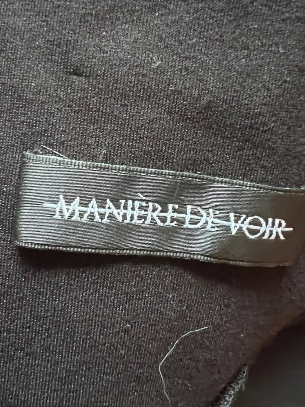 MANIÈRE DE VOIR Black Semi Sheer Mesh Panel Stirrup Leggings High Waist Size 8